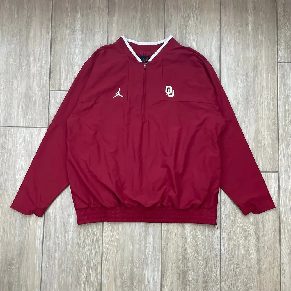 Jordan Oklahoma Sooners Jacket Mens XL Crimson Half Zip Coach Sideline OU
